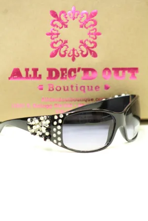 ADO | Customized Sunglasses Black with Silver Cross & Bling