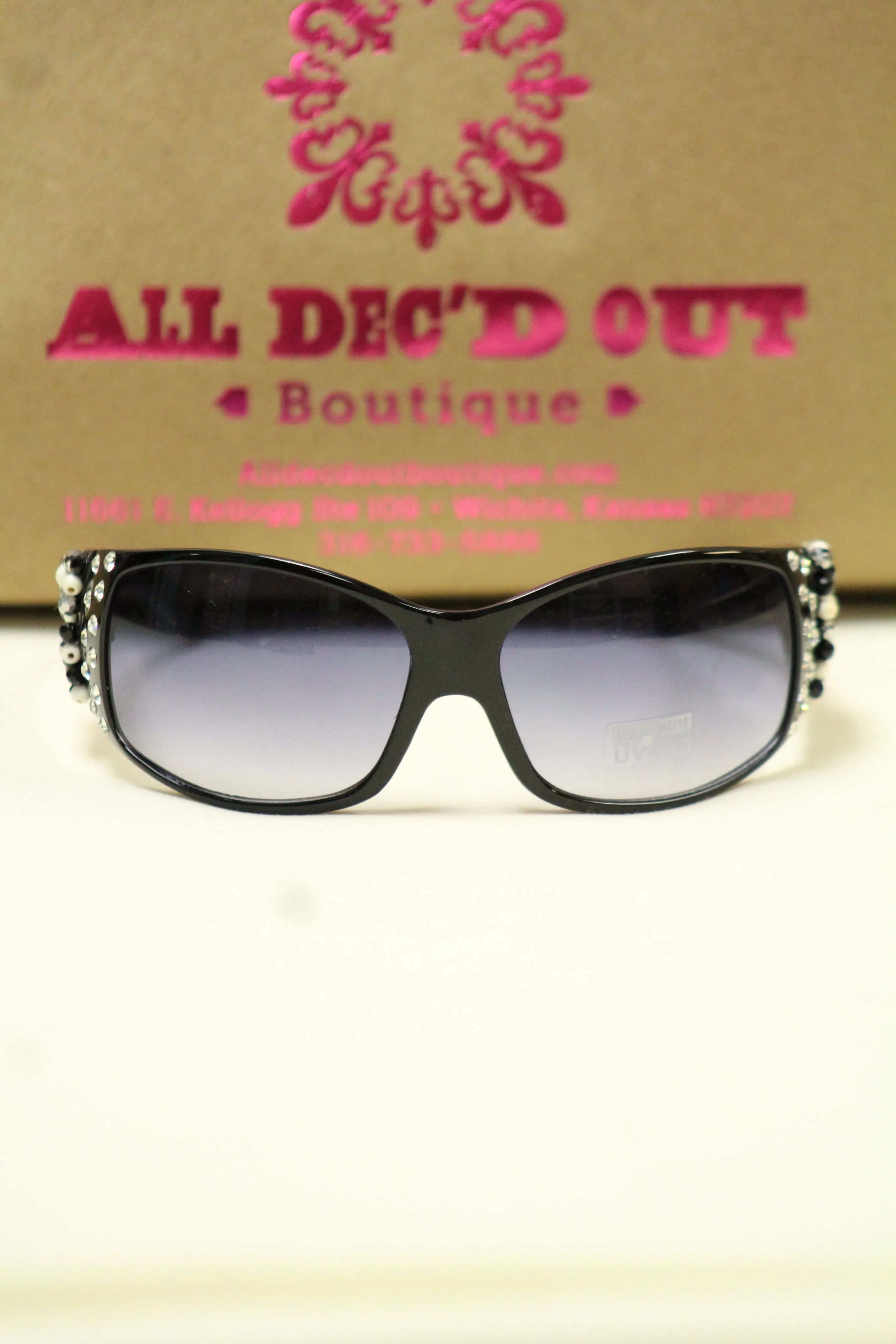 ADO | Customized Sunglasses Black with Silver Cross & Bling