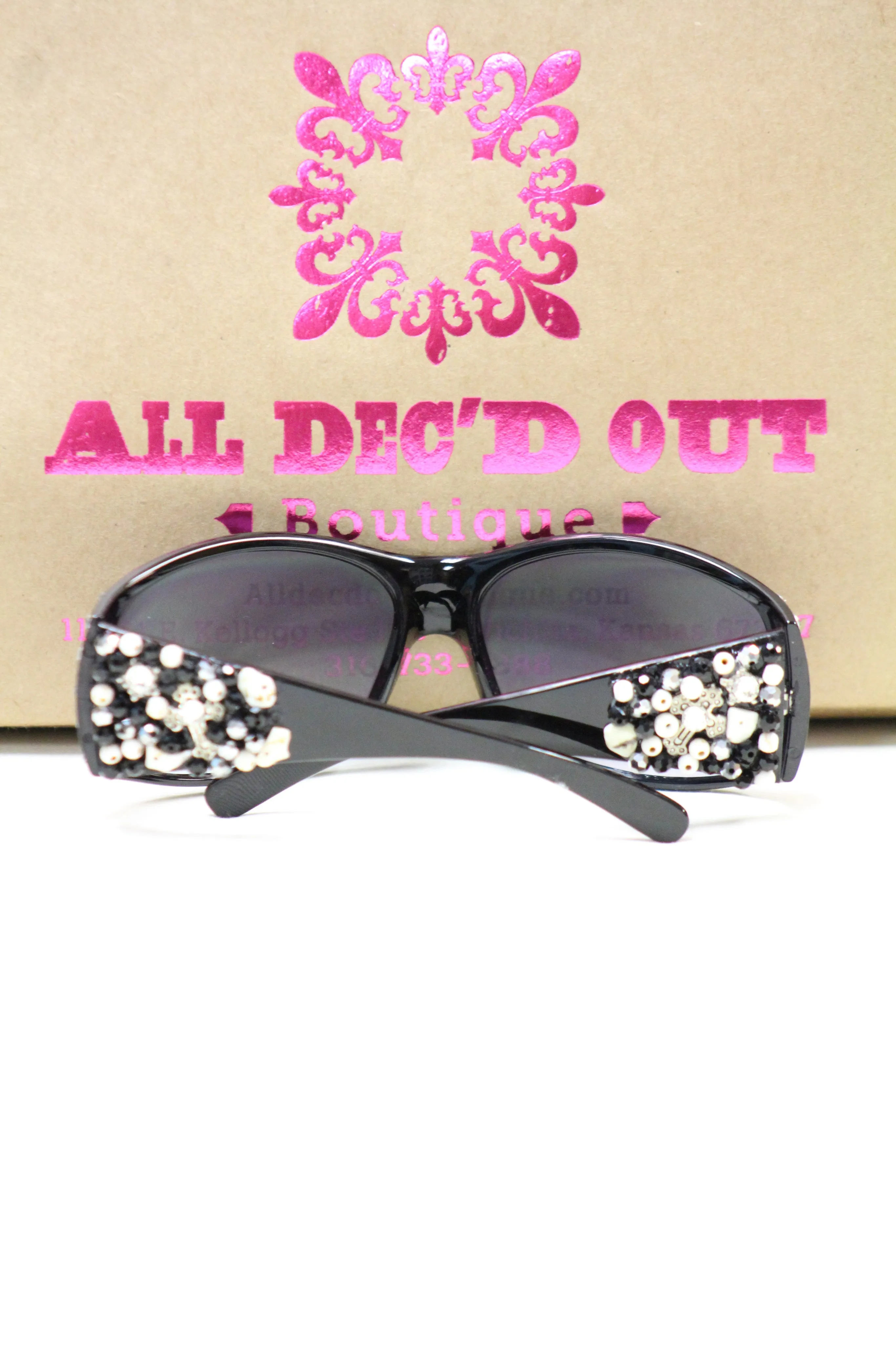 ADO | Customized Sunglasses Black with Silver Cross & Bling