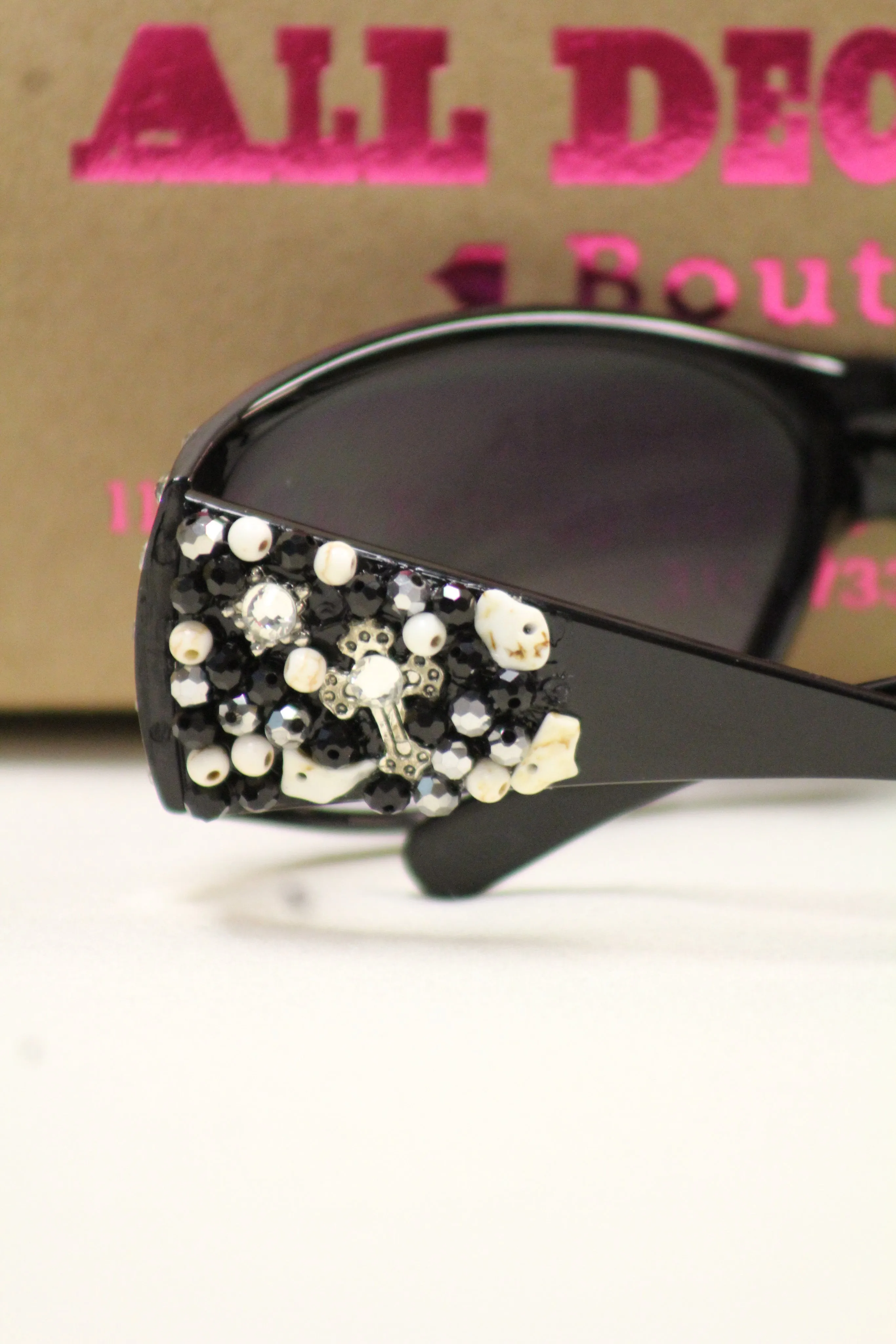 ADO | Customized Sunglasses Black with Silver Cross & Bling