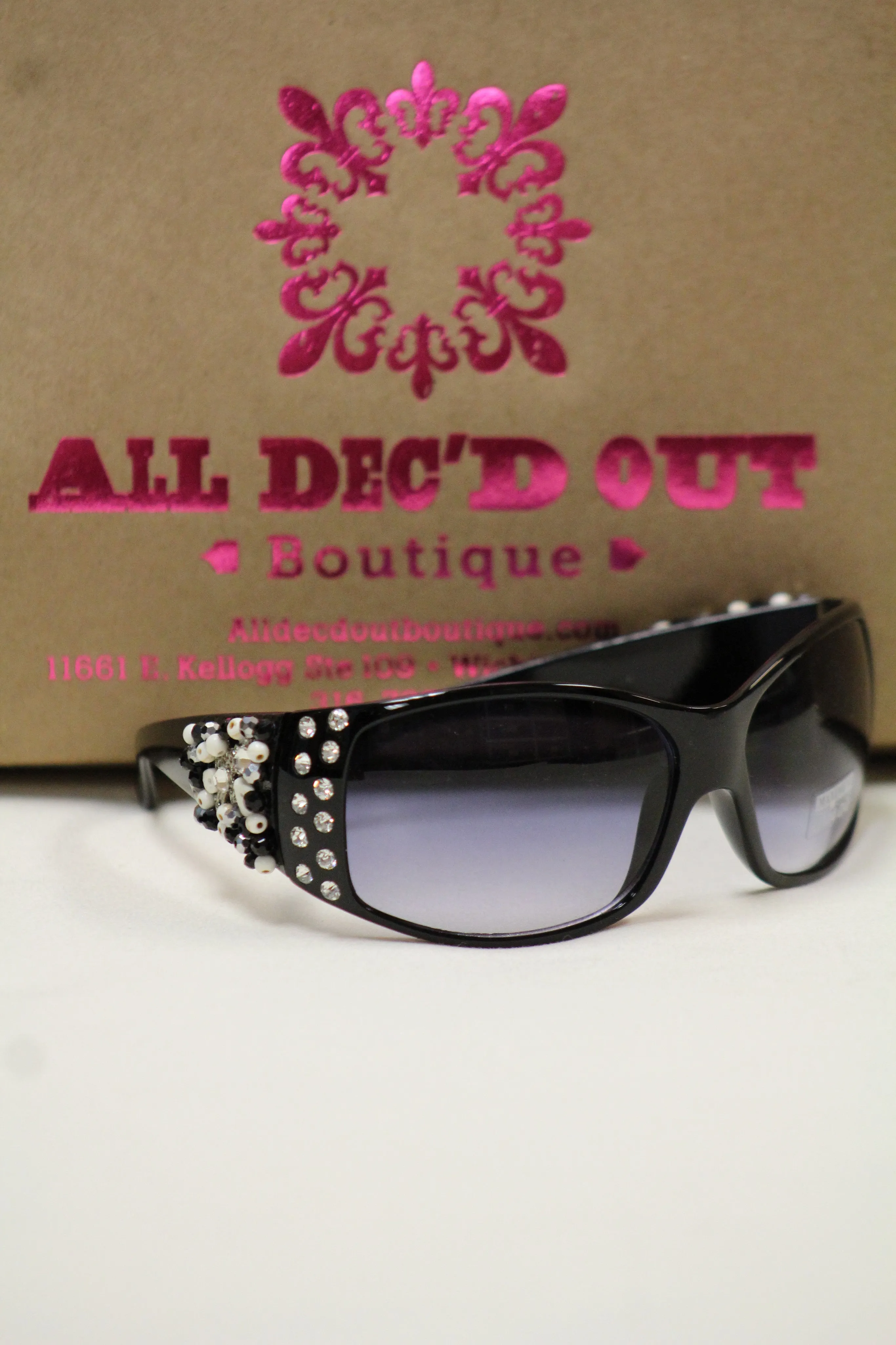 ADO | Customized Sunglasses Black with Silver Cross & Bling