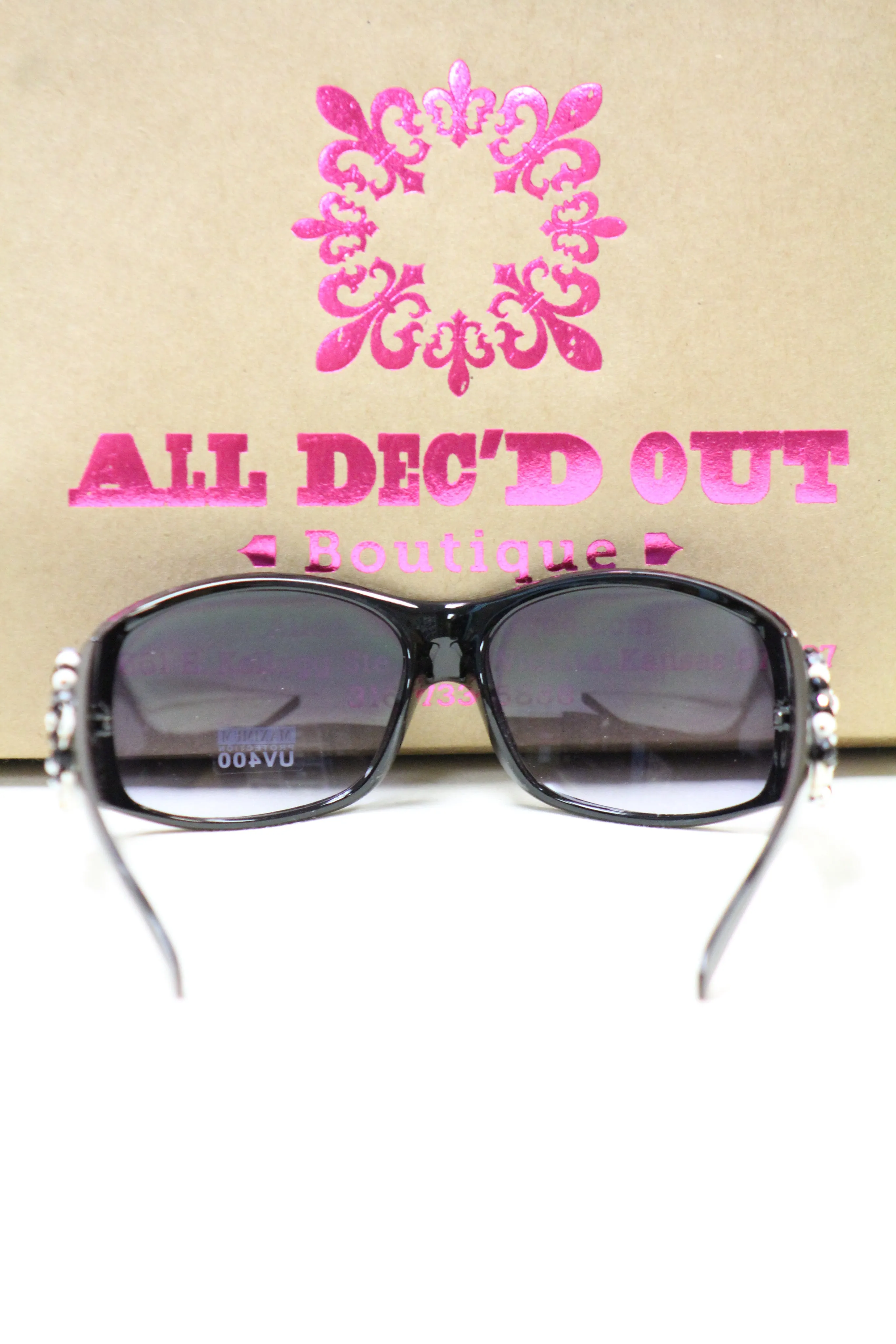 ADO | Customized Sunglasses Black with Silver Cross & Bling