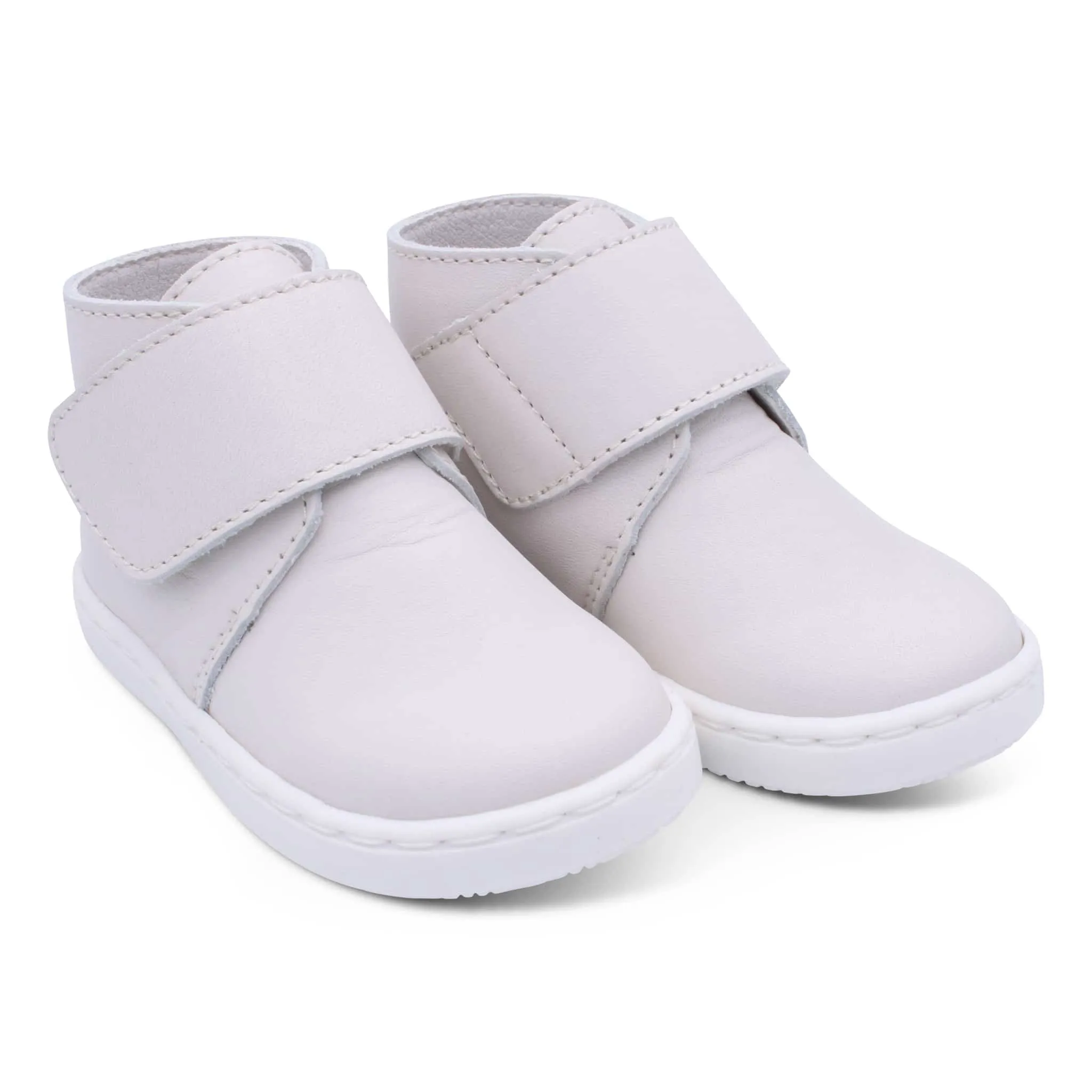 'Andre' Boys Beige Leather Velcro Boots