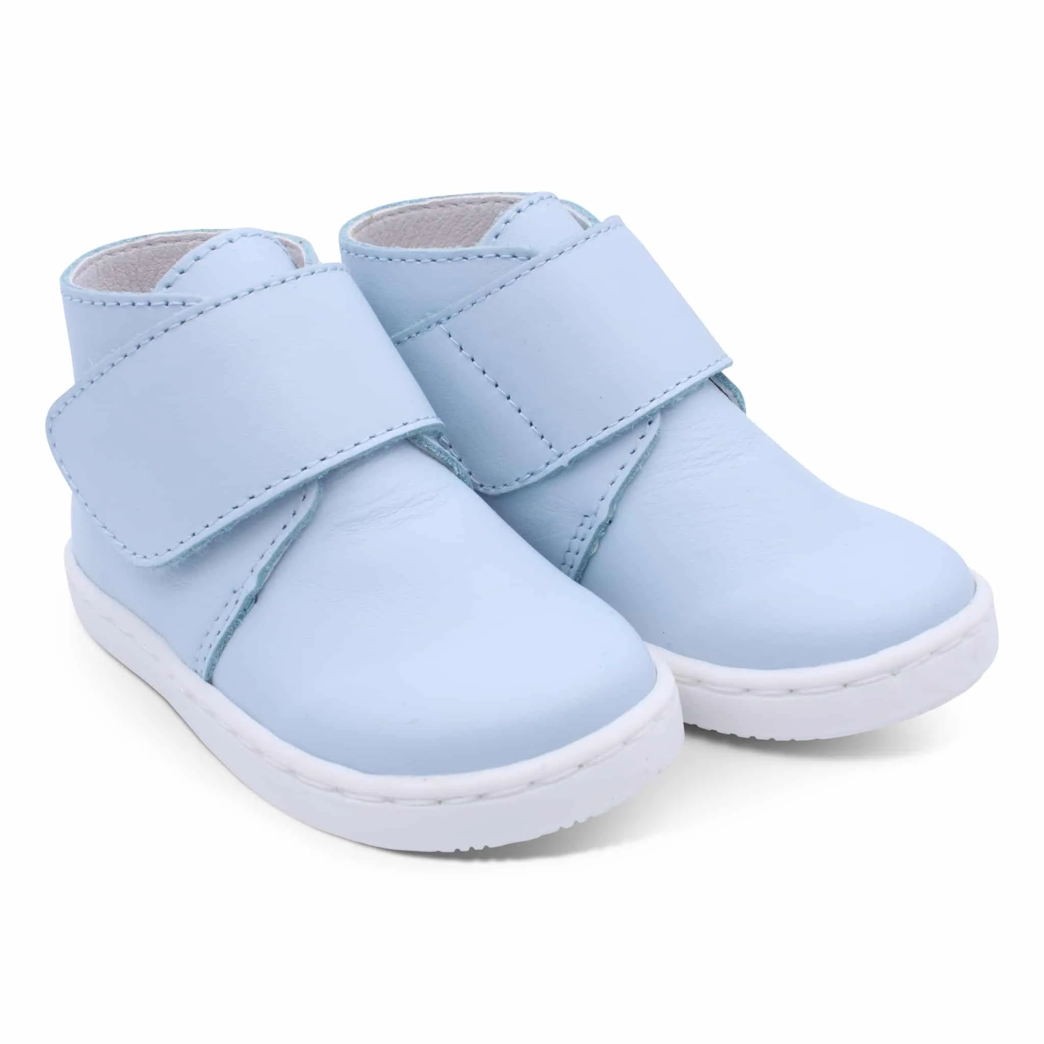 'Andre' Boys Pale Blue Leather Velcro Boots