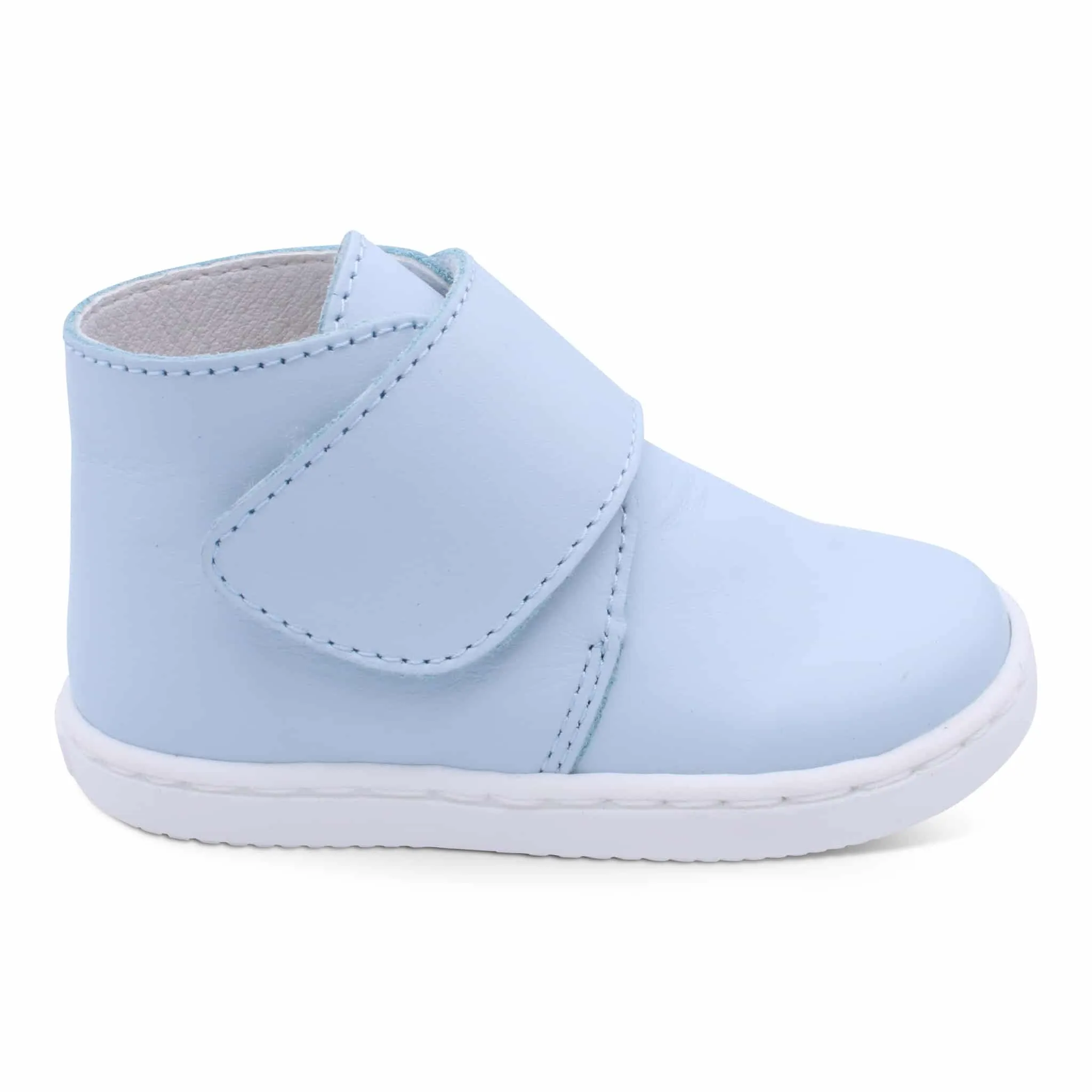 'Andre' Boys Pale Blue Leather Velcro Boots