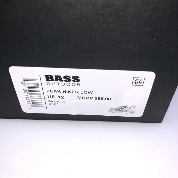 Bass Outdoor Peak Hiker Sneakers Gray Leather Low Top Shoes
