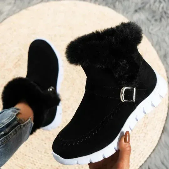 Berna Suede Ankle Boots: Casual Short Plush Style