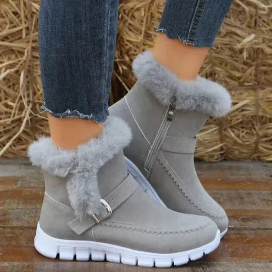 Berna Suede Ankle Boots: Casual Short Plush Style