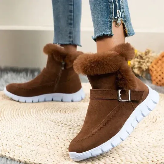 Berna Suede Ankle Boots: Casual Short Plush Style