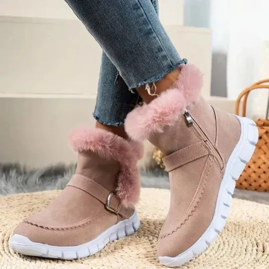 Berna Suede Ankle Boots: Casual Short Plush Style