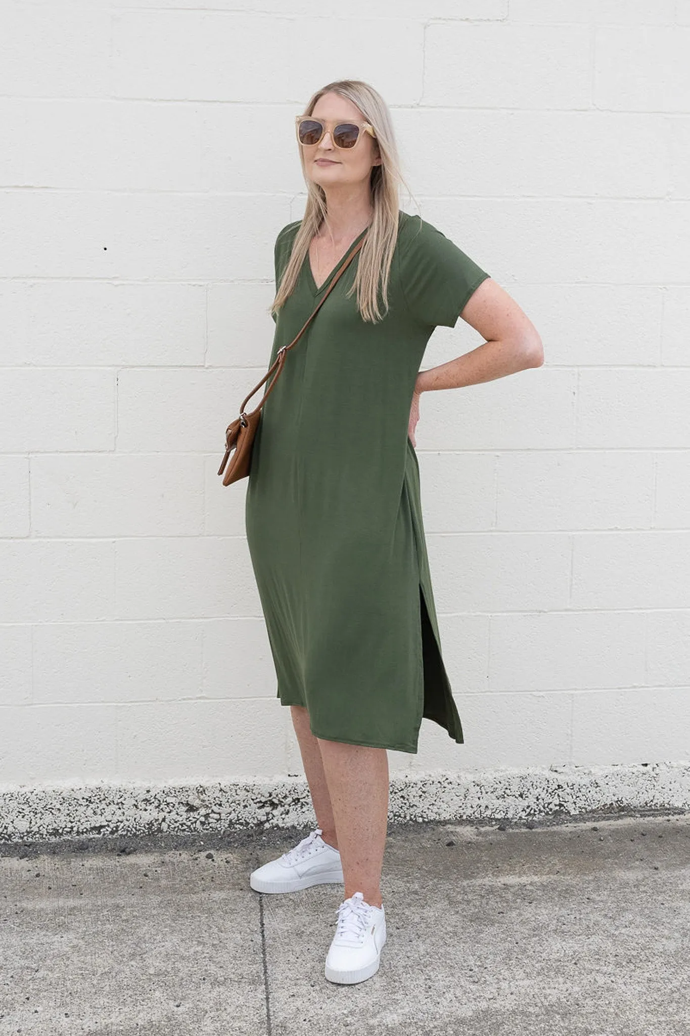Betty Side Split Dress - Olive