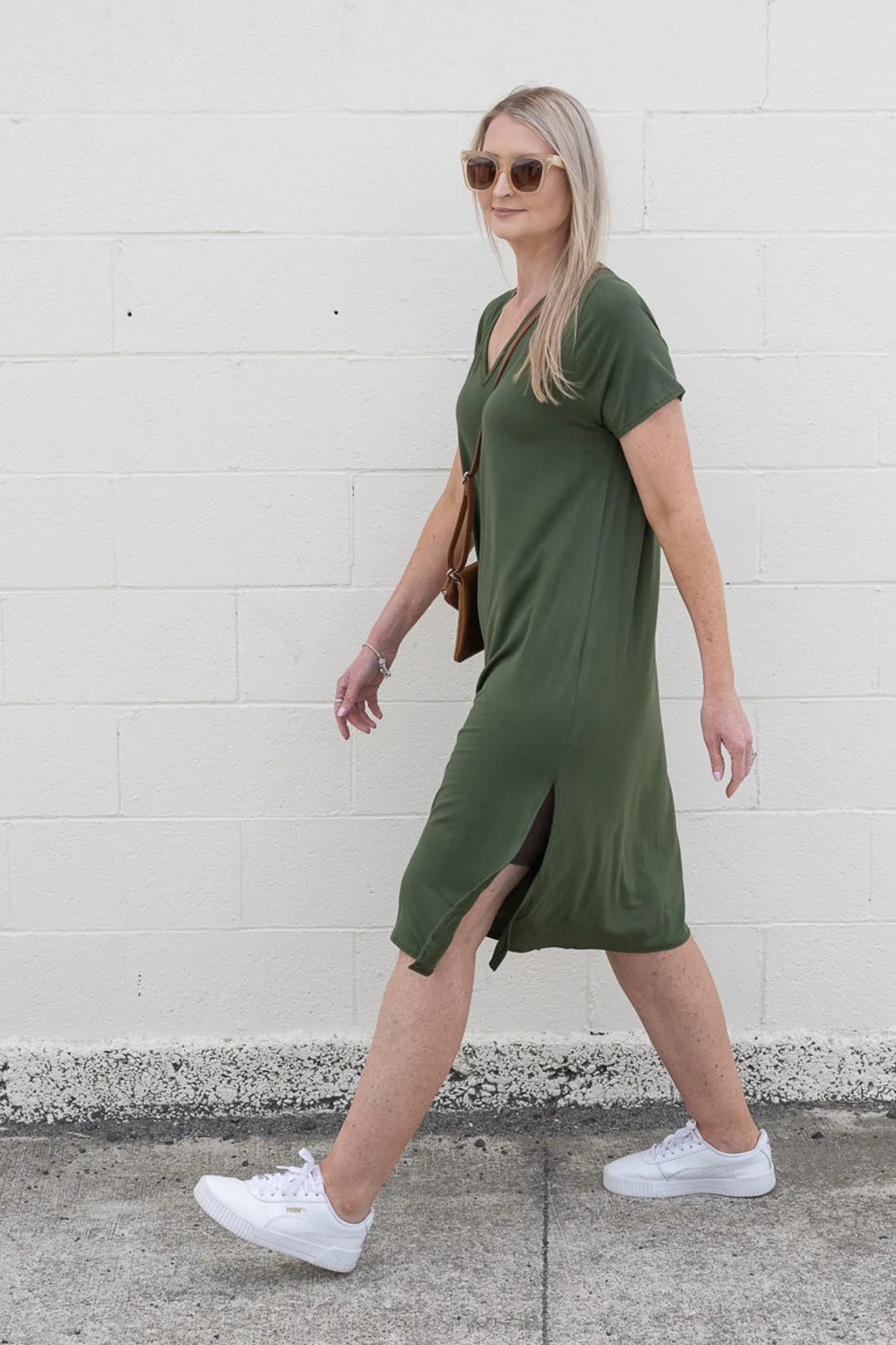Betty Side Split Dress - Olive