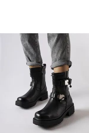 Black sturdy design ankle boots