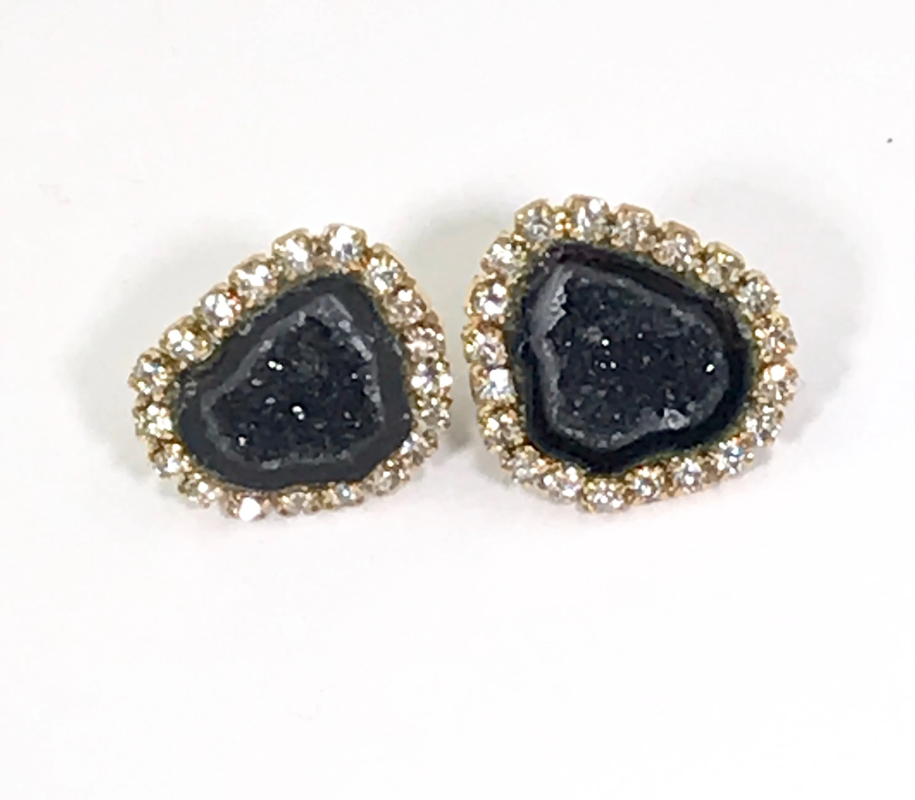 Black Tabasco Geode Stud Earrings Diamond Style