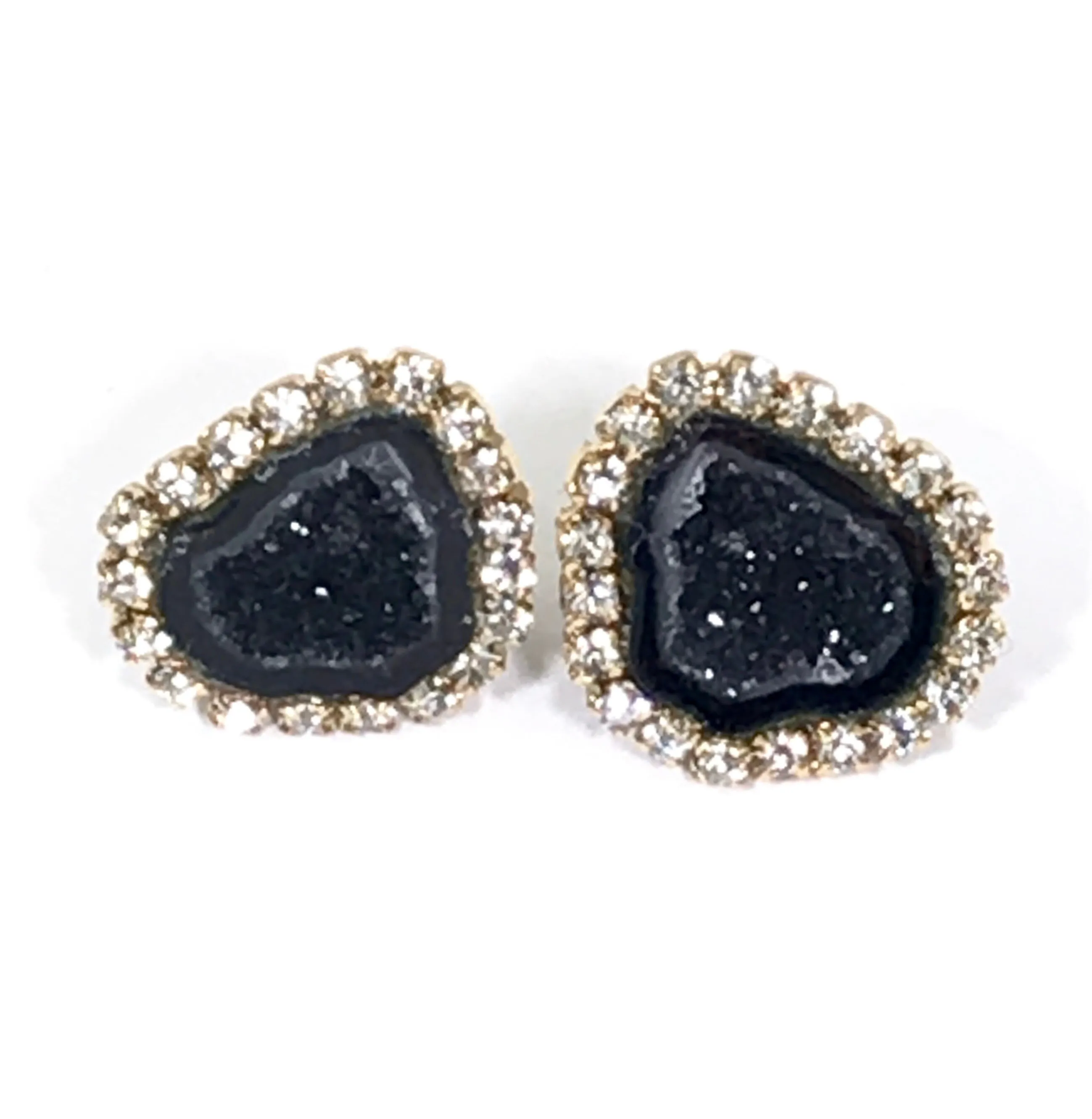Black Tabasco Geode Stud Earrings Diamond Style