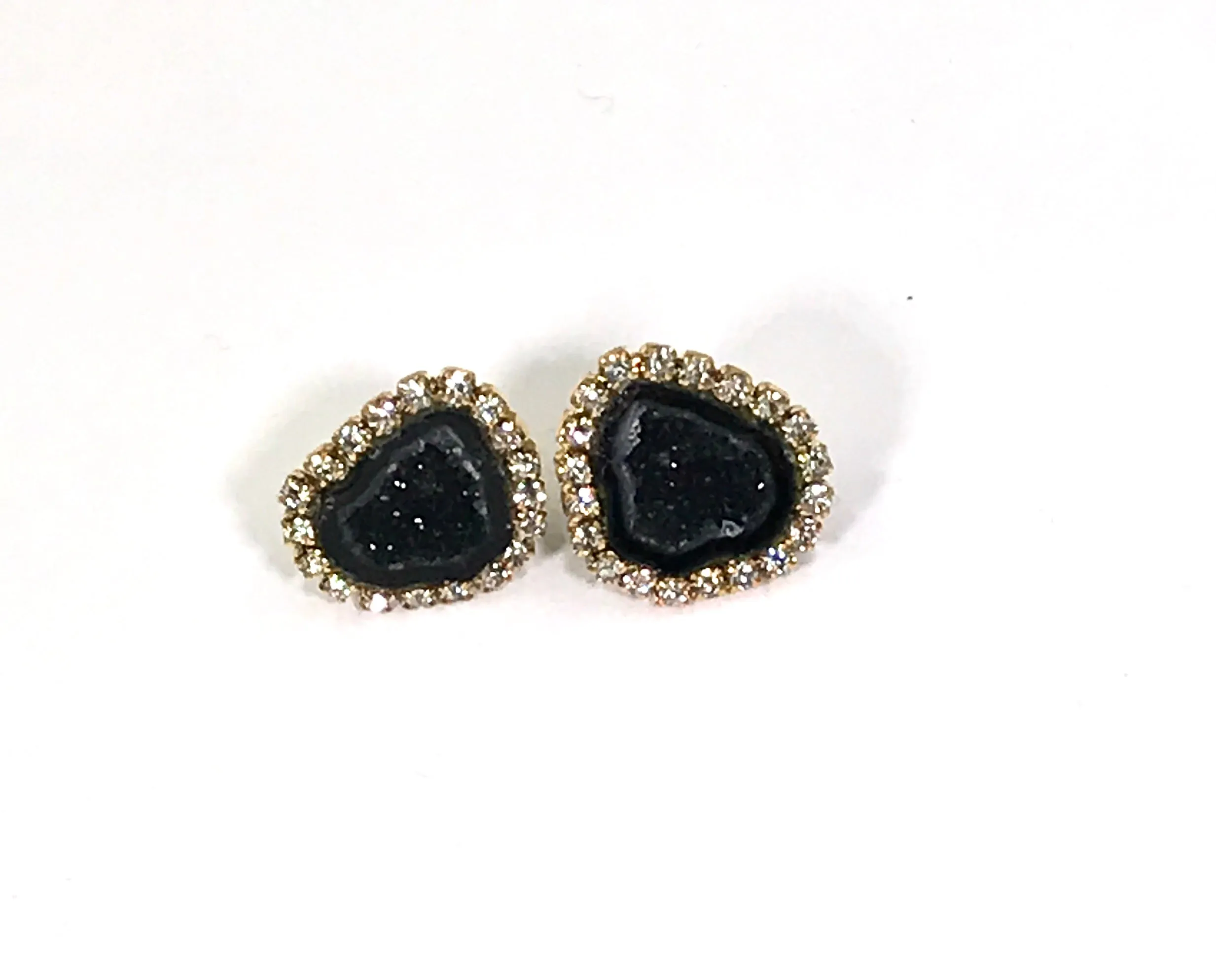 Black Tabasco Geode Stud Earrings Diamond Style