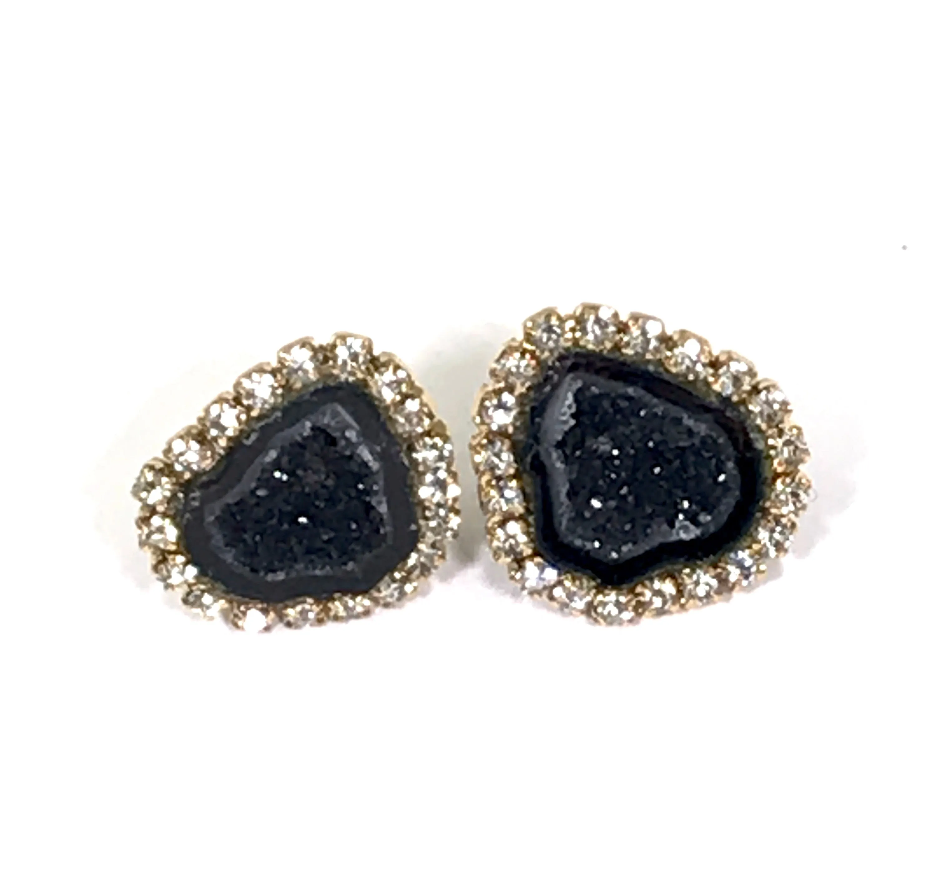 Black Tabasco Geode Stud Earrings Diamond Style