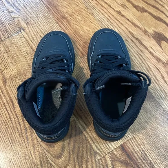 Boy’s Adidas Hoops Mid J 'Black Grey' Sneakers. Size 2. Excellent Condition.