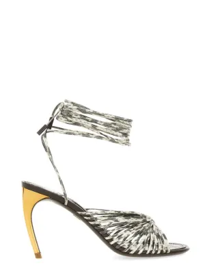 Braided Leather Sandal With Stiletto Heel