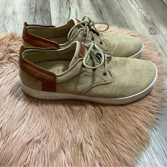 Chaco Davis Canvas Lace Up Sneakers Tan Size 9.5