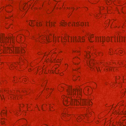 Christmas Emporium Holiday Wishes on Red by Wilmington Prints
