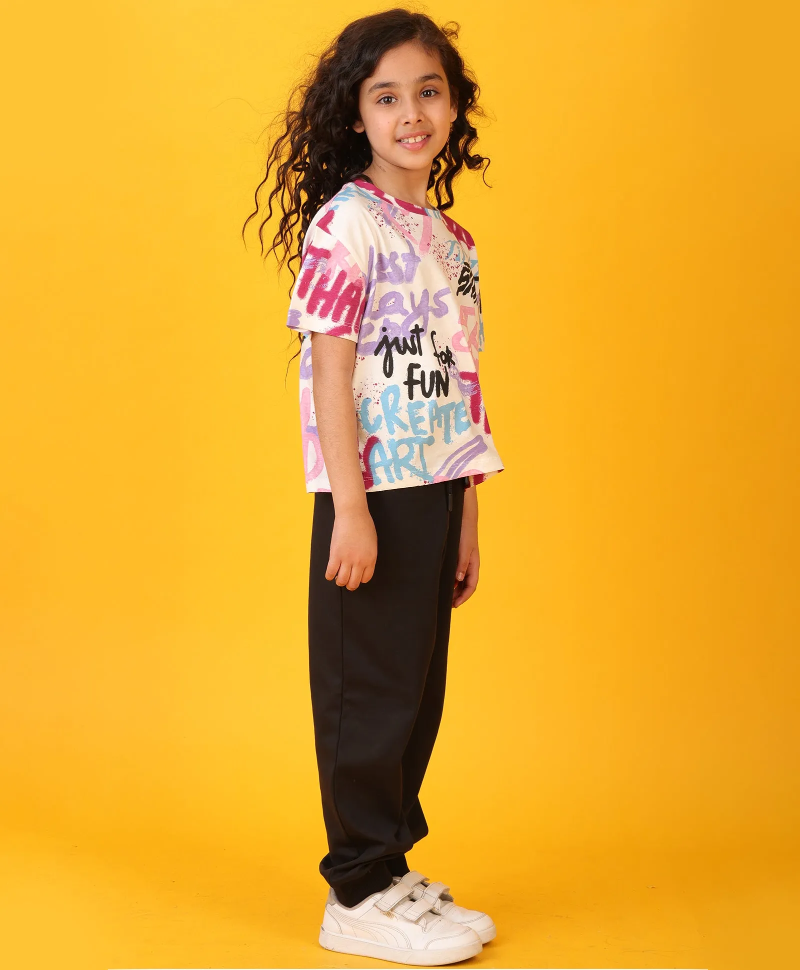 CREATE ART BLACK HEART SUMMER JOGGER SET - WHITE/BLACK