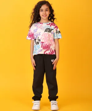 CREATE ART BLACK HEART SUMMER JOGGER SET - WHITE/BLACK
