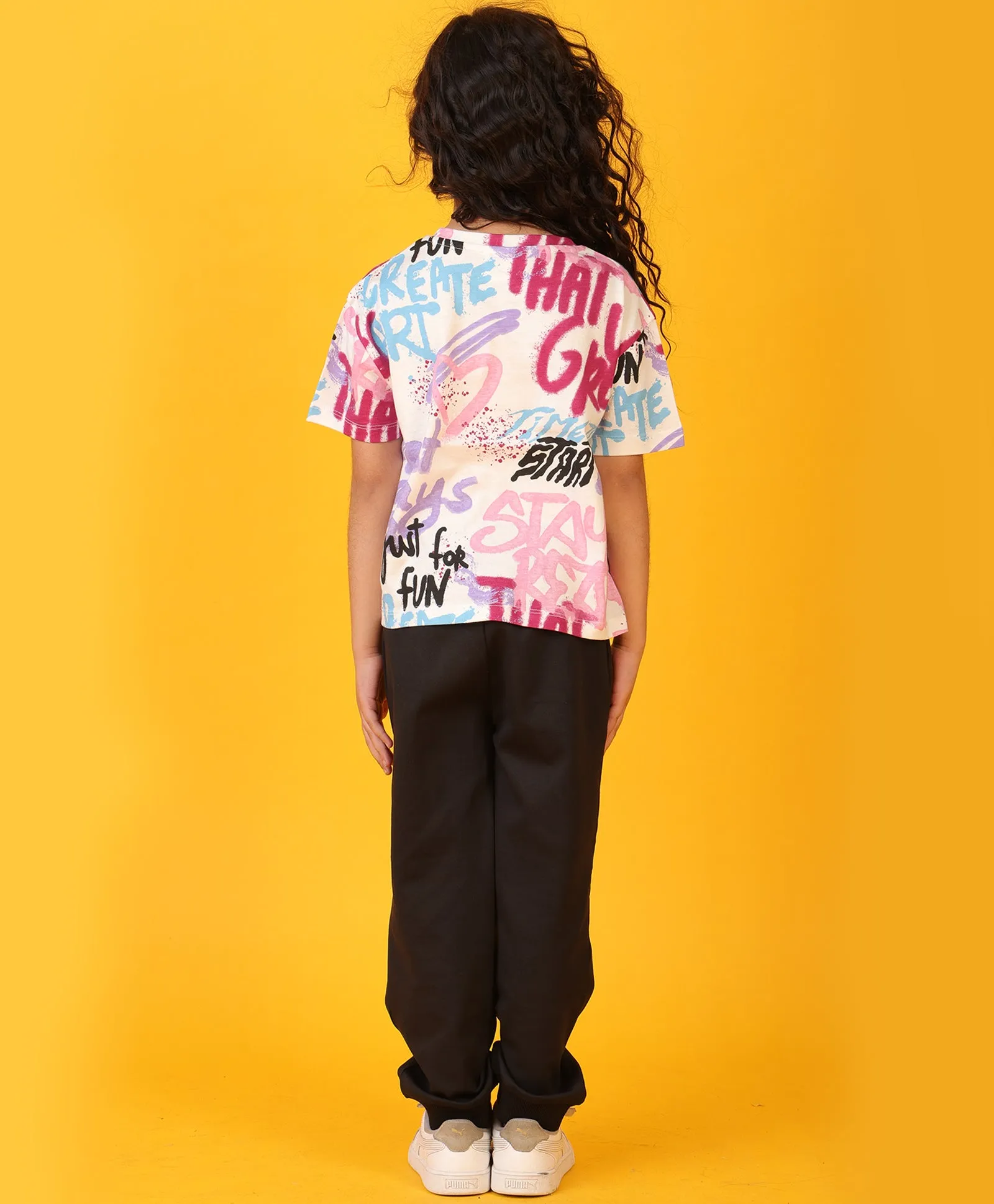 CREATE ART BLACK HEART SUMMER JOGGER SET - WHITE/BLACK