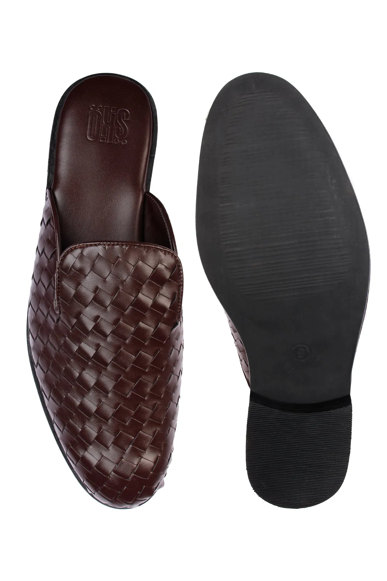 David Brown Weave Mules For Men
