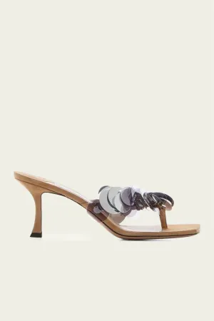 Freja 70 Paillette Sandals in Biscuit Silver