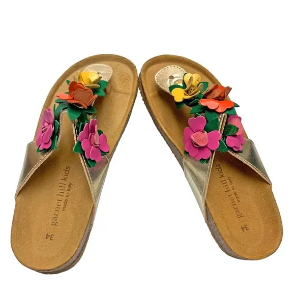 Garnet Hills Kids Embellished‎ Leather Thong Sandals *NWOB