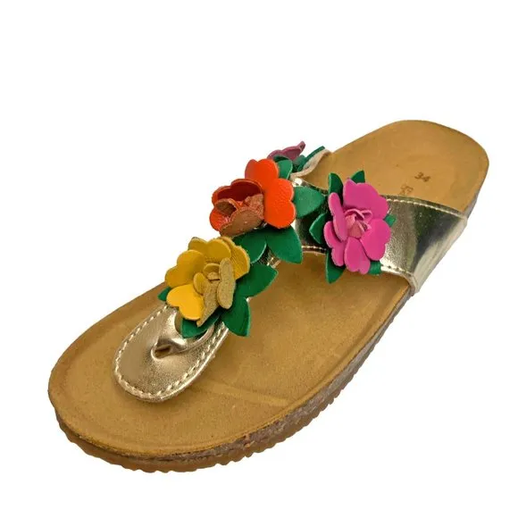 Garnet Hills Kids Embellished‎ Leather Thong Sandals *NWOB