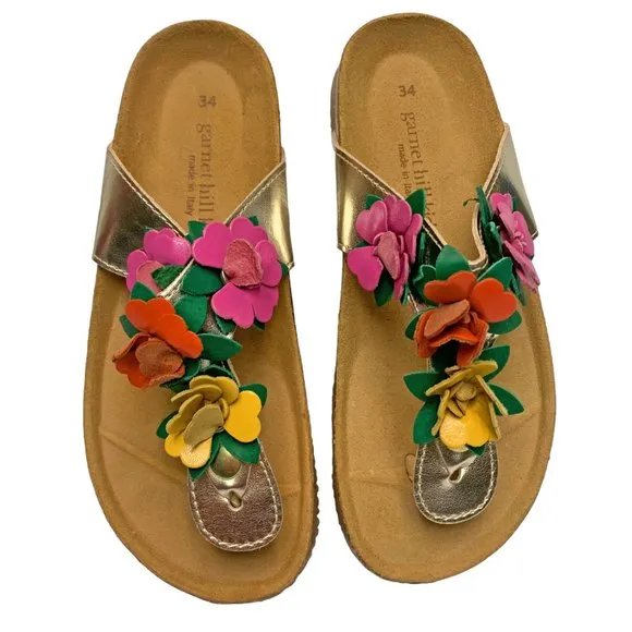 Garnet Hills Kids Embellished‎ Leather Thong Sandals *NWOB