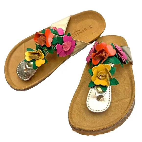 Garnet Hills Kids Embellished‎ Leather Thong Sandals *NWOB