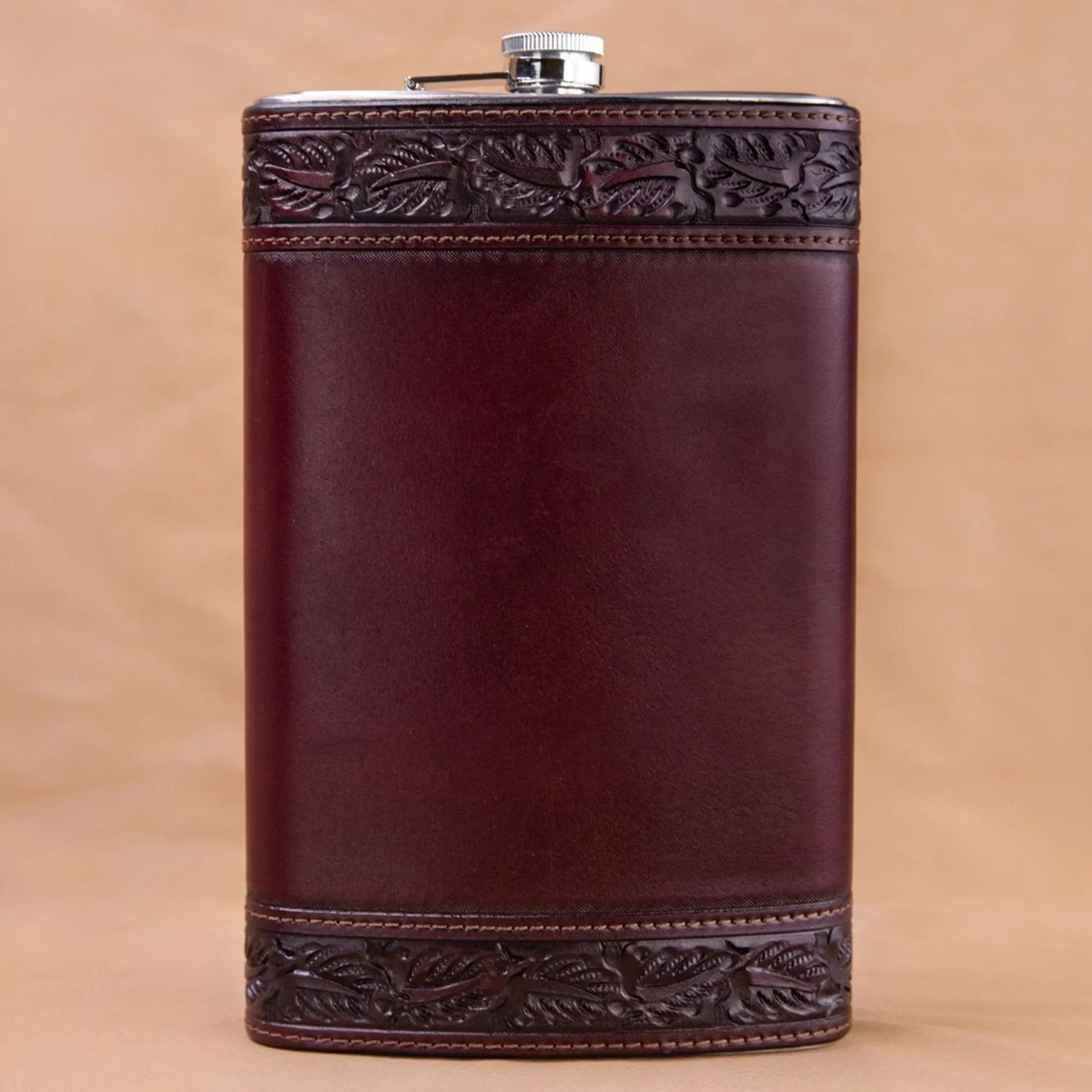 Giant Saddle Brown Running Leaf Flask