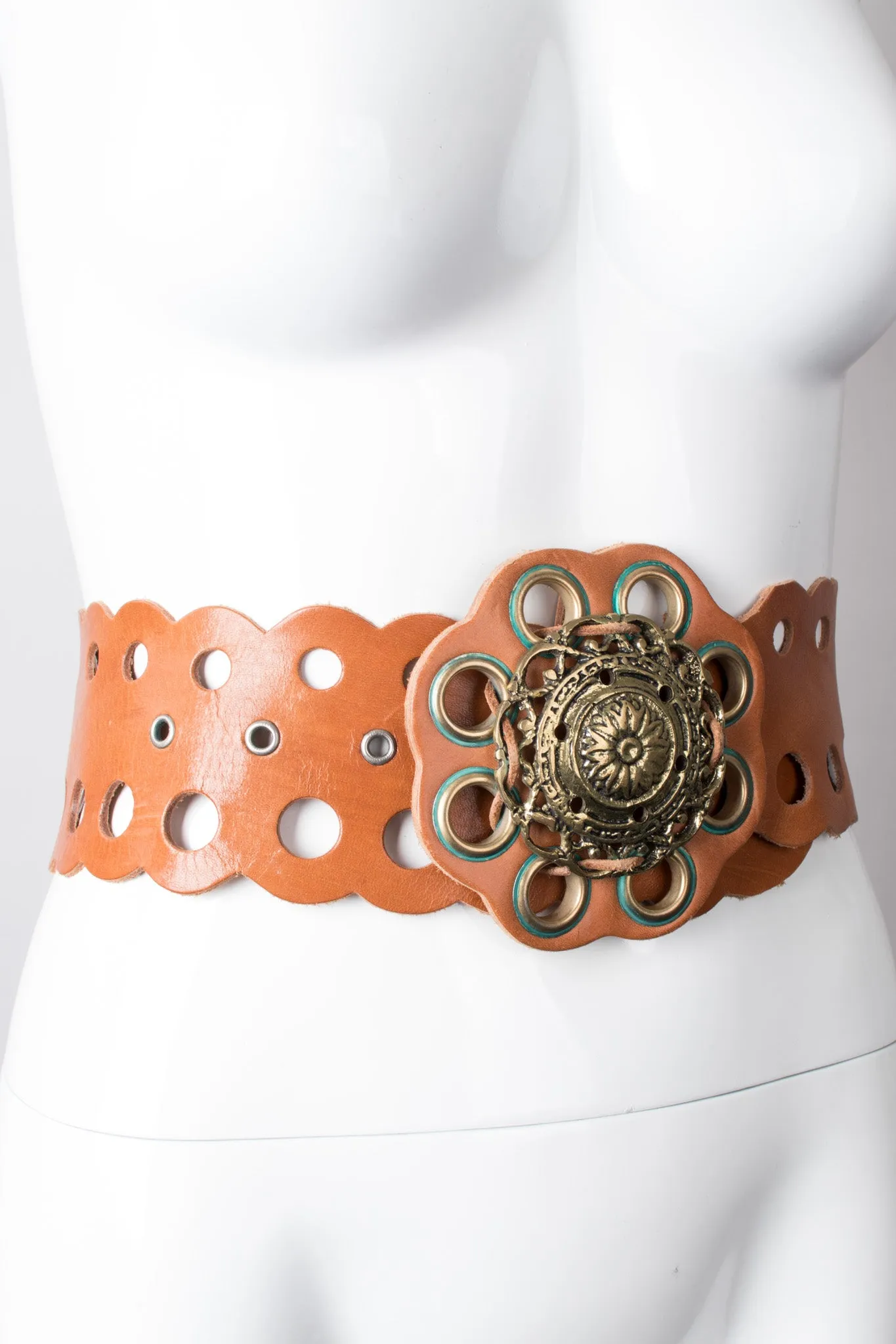 Grecian Eyelet Medallion Belt