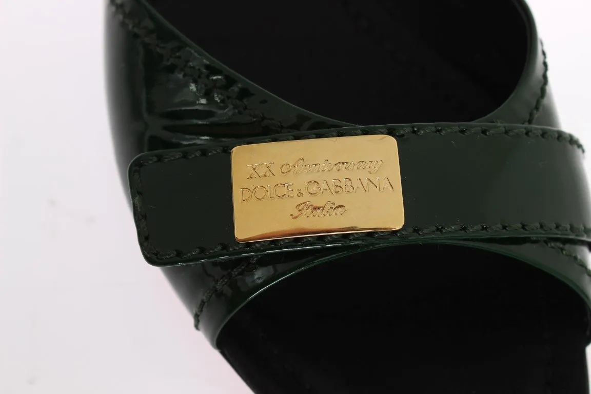 Green Leather Slides Sandals