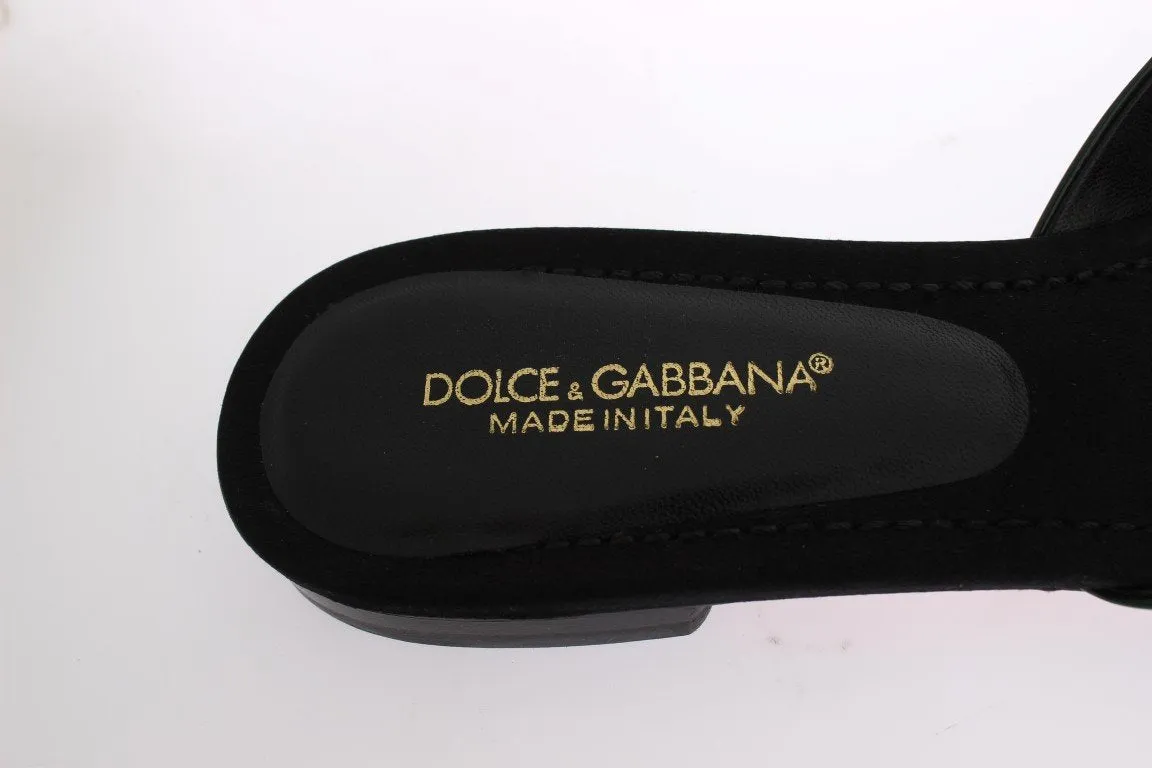 Green Leather Slides Sandals