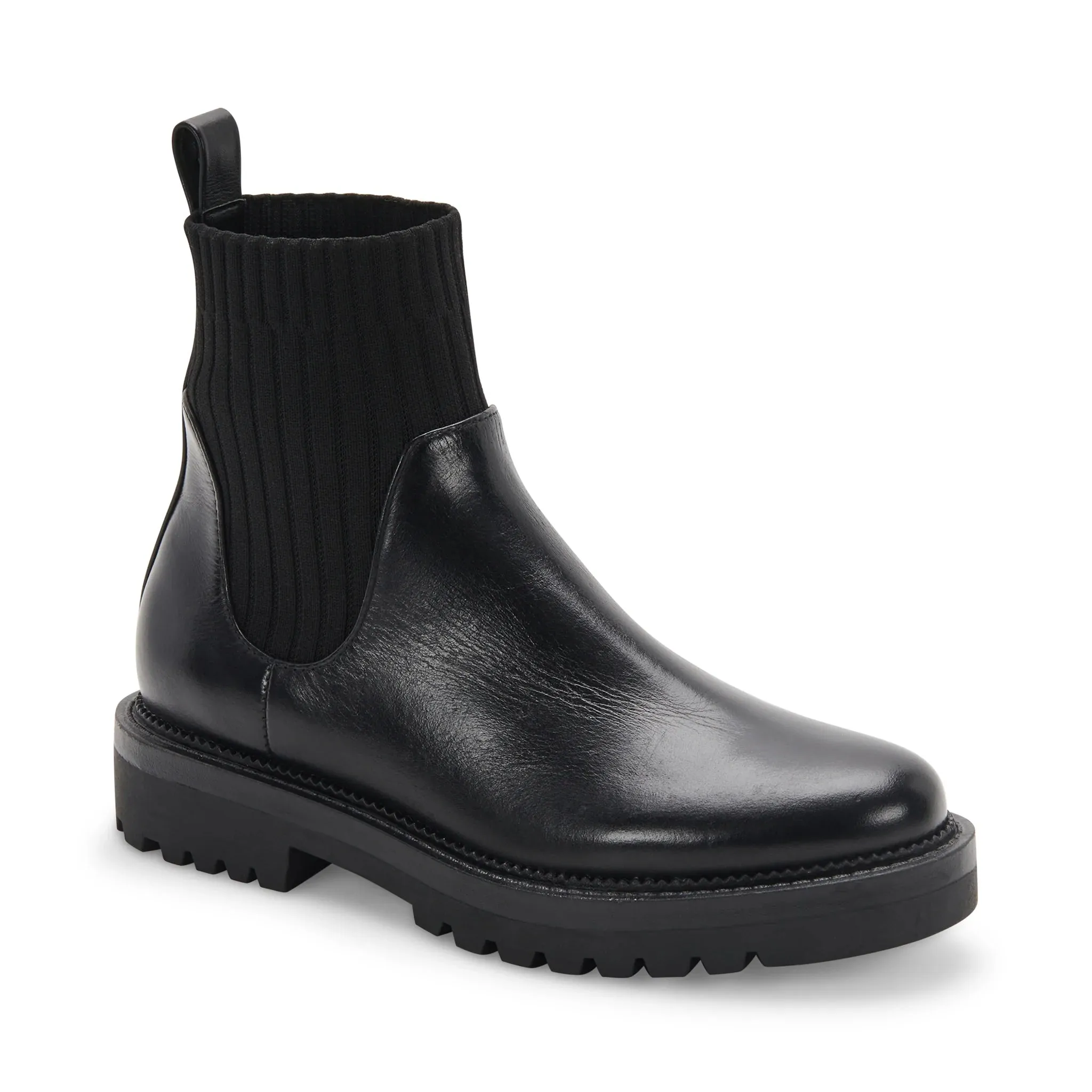 Hallie Boots by Blondo, Black Leather, Waterproof, Sz 8M! Stretchy ankle bootie with lug sole! ITEM SHOWS LIGHT USE!  Retails $195 