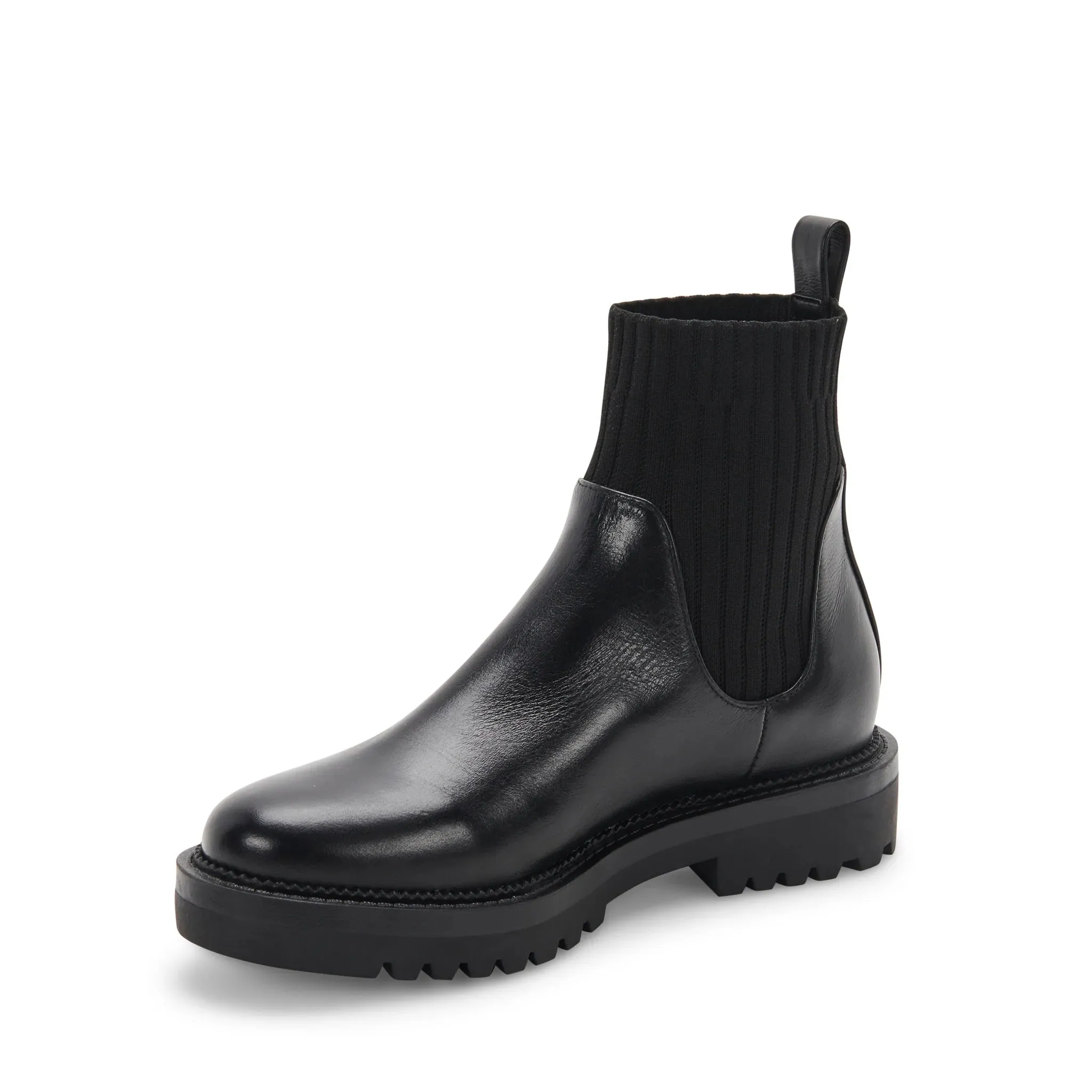 Hallie Boots by Blondo, Black Leather, Waterproof, Sz 8M! Stretchy ankle bootie with lug sole! ITEM SHOWS LIGHT USE!  Retails $195 