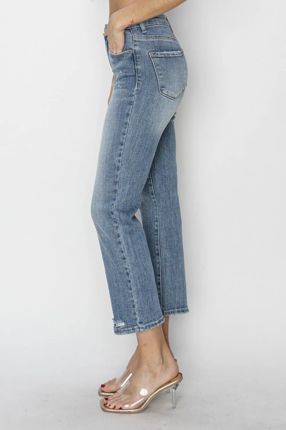 Hazel Blues® |  RISEN High Waist Distressed Cropped Jeans