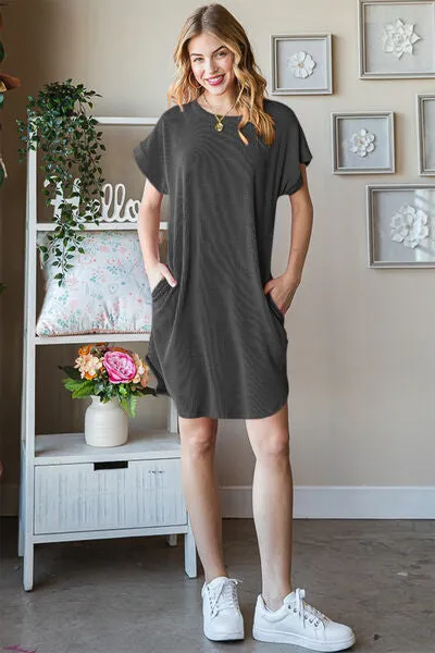 Heimish Ribbed Short Sleeve T-Shirt Dress