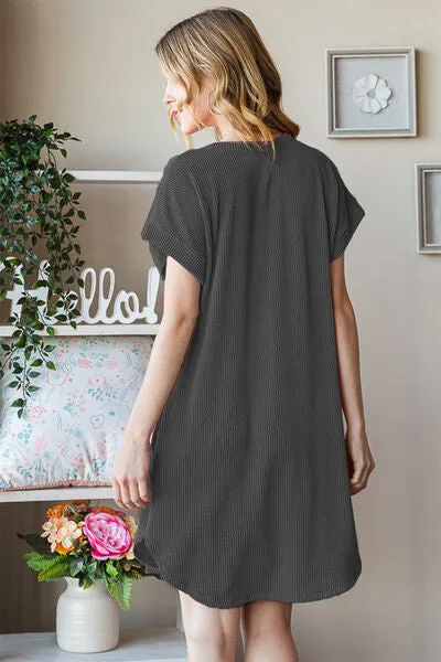Heimish Ribbed Short Sleeve T-Shirt Dress