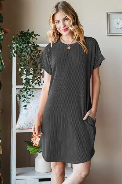 Heimish Ribbed Short Sleeve T-Shirt Dress