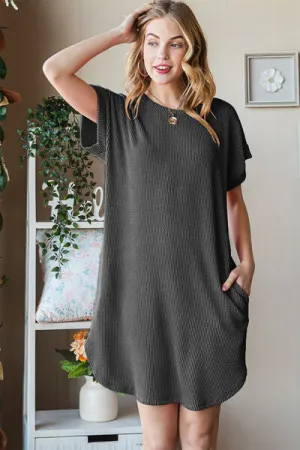 Heimish Ribbed Short Sleeve T-Shirt Dress