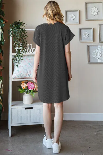 Heimish Ribbed Short Sleeve T-Shirt Dress