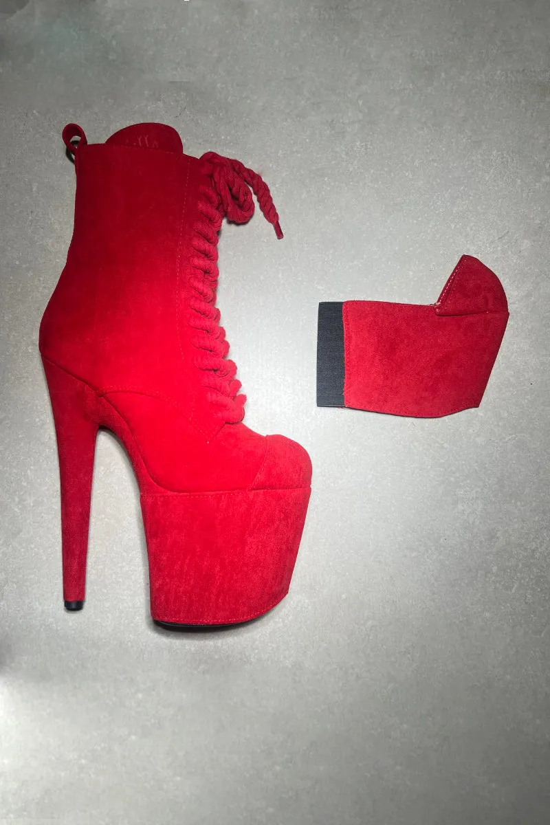 Hella Heels Babydoll All Tied Up Classique Shoe 8inch Protectors -  Red