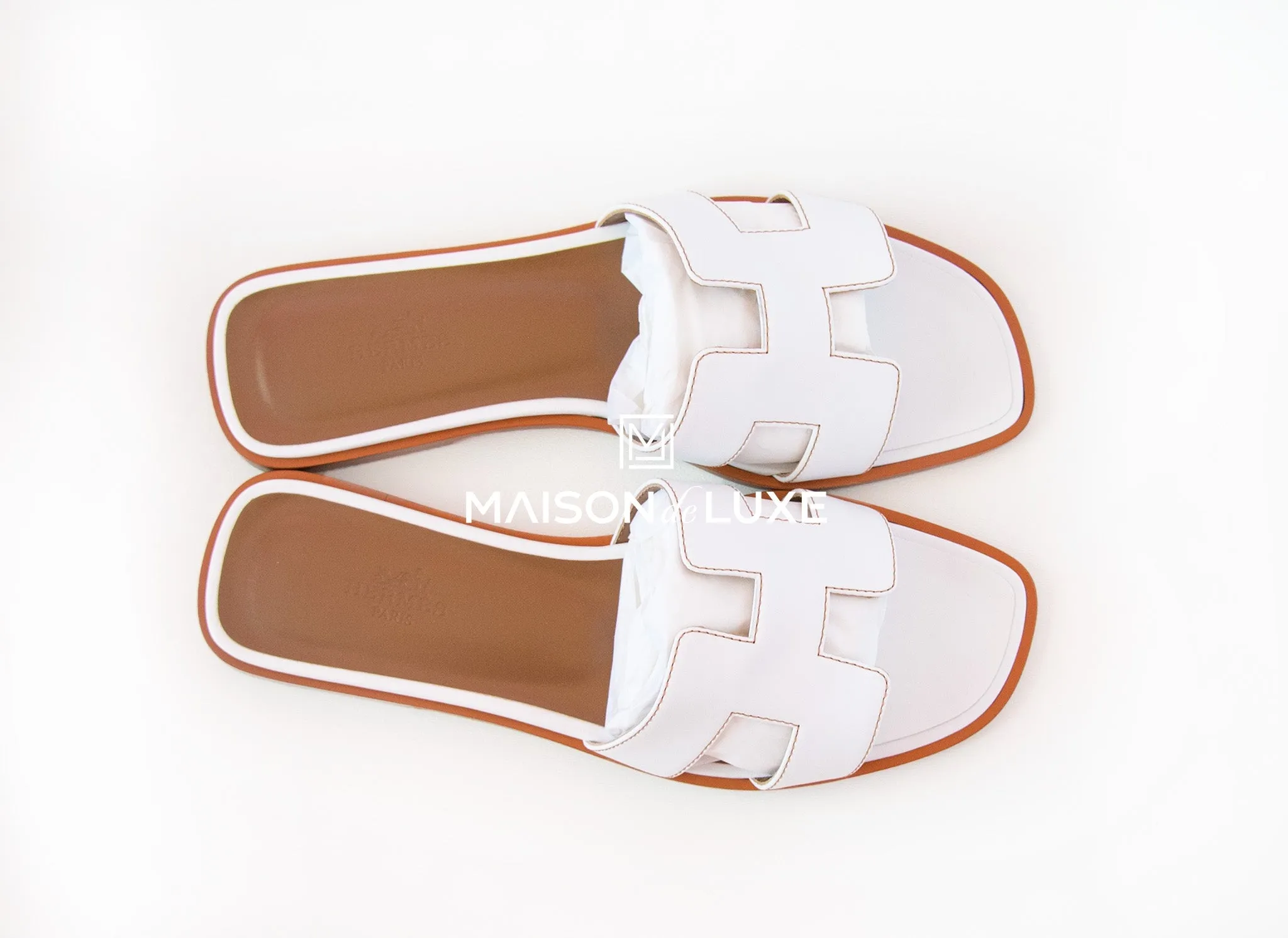 Hermes Women's White Oran Sandal Slipper 37 Shoes