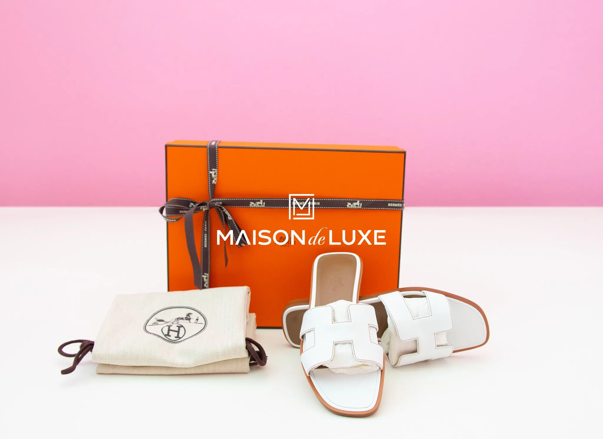 Hermes Women's White Oran Sandal Slipper 37 Shoes