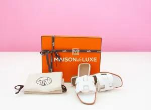 Hermes Women's White Oran Sandal Slipper 37 Shoes